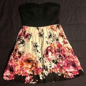 Trixxi Layered Black & White Floral Design Spring Formal Mini Dress - 1